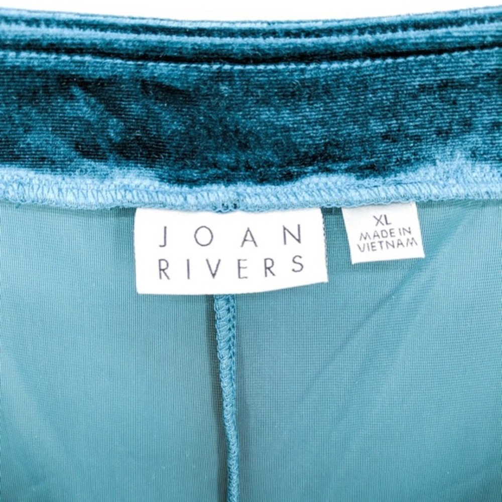 Joan Rivers Tapered Stretch High Rise Velvet Pants Dark Sea Women's XL - Picture 3 of 5